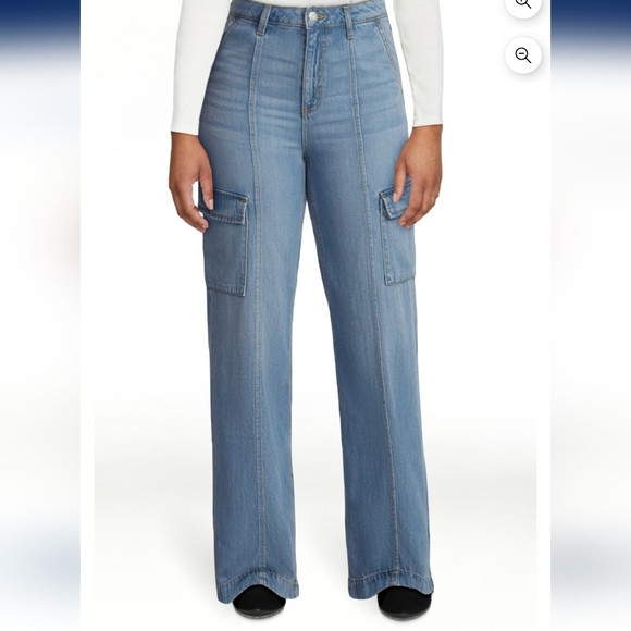 Time and Tru Women's Blue Wide Leg Cargo Jeans - Picture 6 of 8